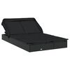 vidaXL Lettino Doppio Tetto Pieghevole Nero 213x118x97 cm Polyrattan