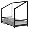 vidaXL Giroletto per Bambini Nero 90x200 cm in Legno Massello di Pino