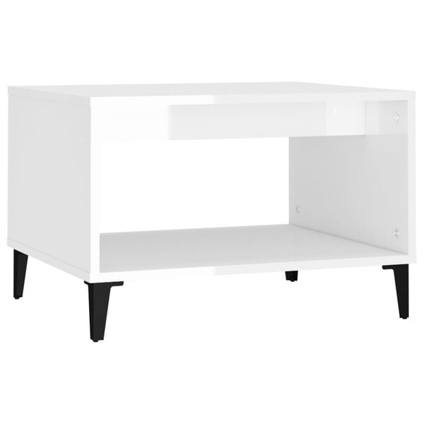 vidaXL Tavolino da Salotto Bianco Lucido 60x50x40 cm Legno Multistrato