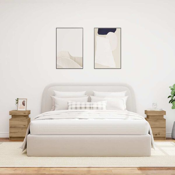 vidaXL Comodini con LED 2pz Rovere Artigianale 40x30x40 cm Truciolato