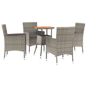 vidaXL Set Bistr&ograve; da Giardino 5 pz con Cuscini in Polyrattan Grigio