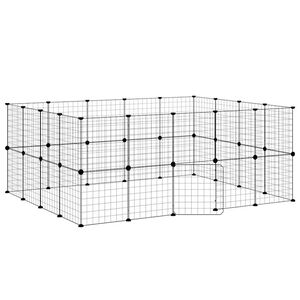 vidaXL Gabbia per Animali 36 Pannelli con Porta Nera 175x140x70 cm Acciaio
