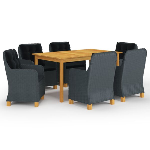 vidaXL Set Mobili da Pranzo per Giardino 7 pz Grigio Scuro