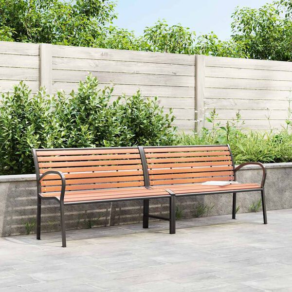 vidaXL Panca Giardino Marrone 231cm Legno e Acciaio Verniciato Polvere