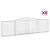 vidaXL Cesti Gabbioni ad Arco 8 pz 400x30x100/120 cm Ferro Zincato