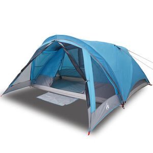 vidaXL Tenda da Campeggio a Cabina per 4 Persone Blu Impermeabile
