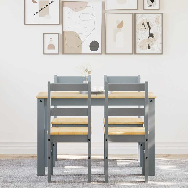 vidaXL Set da Pranzo 5 pz Panama Grigio in Legno Massello di Pino