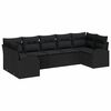 vidaXL Set Divano da Giardino 7 pz 7-Posti Nero polyrattan