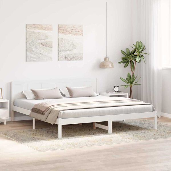 vidaXL Struttura del letto Bianco 200 x 200 cm Legno massello di pino