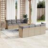vidaXL Set Divano da Giardino 9 pz con Cuscini Beige in Polyrattan