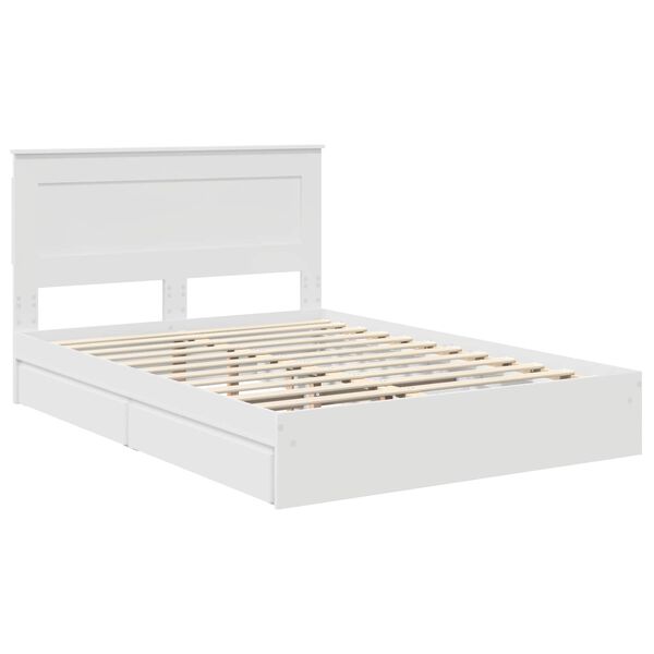 vidaXL Letto con Contenitore Bianco 140 x 200 cm Legno multistrato