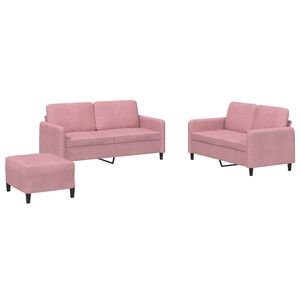 vidaXL Set di Divani 3 pz Rosa in Velluto