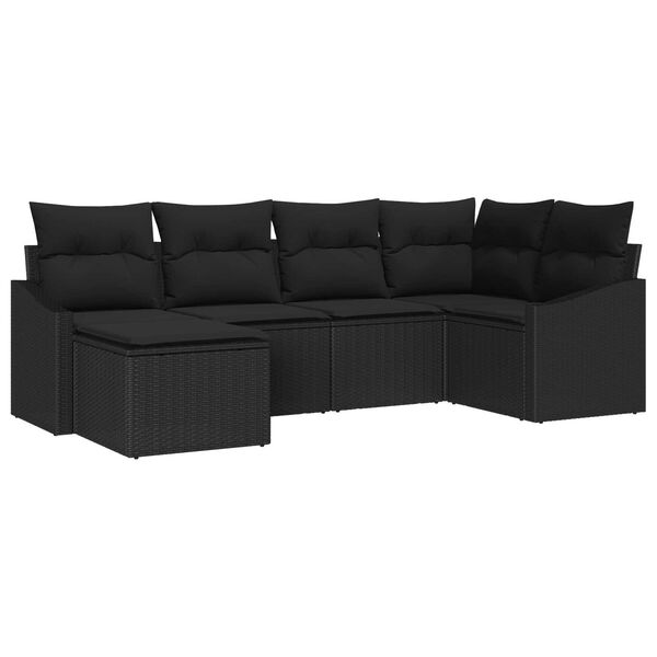 vidaXL Set da Pranzo per Giardino con cuscino 6 pcs Nero