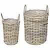 vidaXL Cesto per Piante GENDT 2 pz Grigio naturale Rattan Kubu
