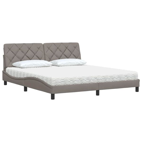 vidaXL Letto con Materasso Tortora 180x200 cm in Tessuto