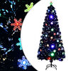 vidaXL Albero Natale con Fiocchi di Neve a LED Nero 180cm Fibra Ottica