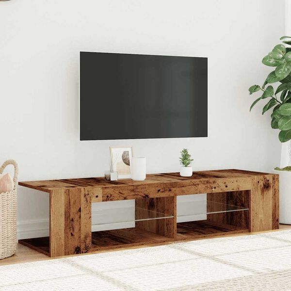 vidaXL Mobile Porta TV con LED Legno Antico 135x39x30 cm Truciolato