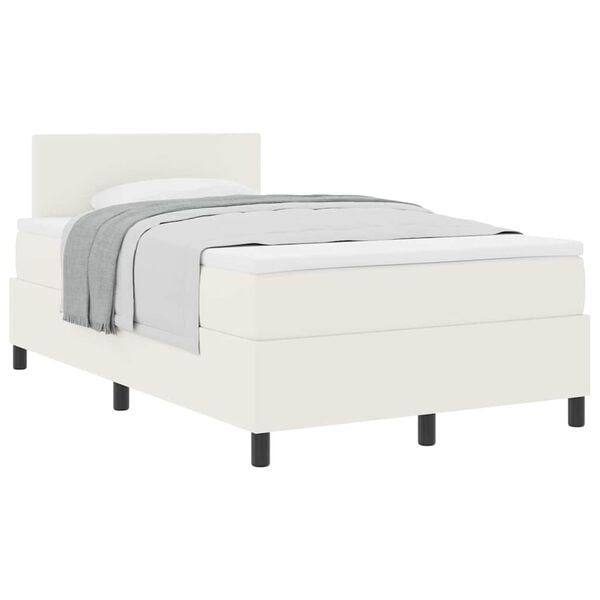 vidaXL Letto a molle Crema e Bianco 120 x 200 cm Tessuto in Cords