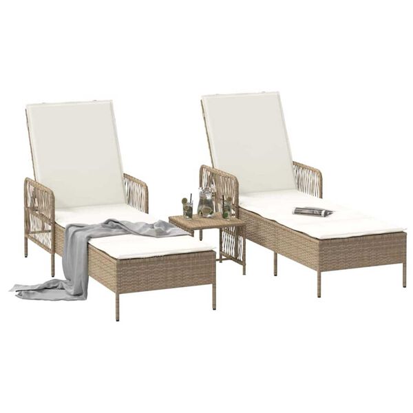 vidaXL Lettino prendisole 2 pcs Beige 35 x 35 x 32cm polyrattan