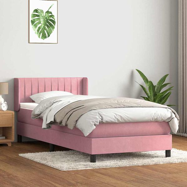 vidaXL Giroletto a Molle con Materasso Rosa 80x210 cm Velluto