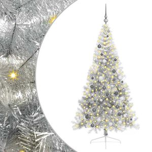 vidaXL Albero di Natale artificiale con luci integrate Argento 210 cm