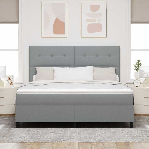 vidaXL Letto a molle con materasso Grigio chiaro 180 x 200 cm Tessuto