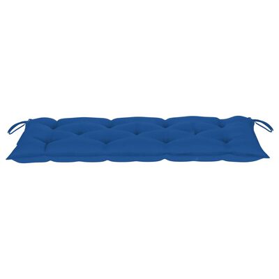 vidaXL Panca da Giardino con Cuscino Blu 120 cm in Massello di Teak