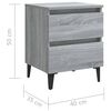 vidaXL Comodini con Gambe in Metallo 2 pz Grigio Sonoma 40x35x50 cm