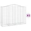 vidaXL Cesti Gabbioni ad Arco 5 pz 200x50x140/160 cm Ferro Zincato