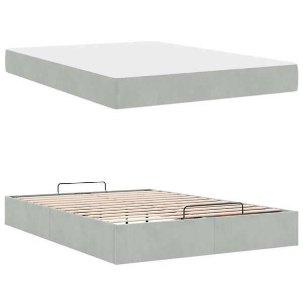 vidaXL Struttura letto con materasso 2 pcs Grigio chiaro Velluto