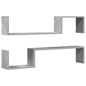 vidaXL Mensole Parete 2pz Grigio Cemento 100x15x20cm Legno Multistrato