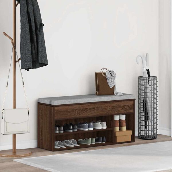 vidaXL Scarpiera Rovere Marrone 102x30,5x45 cm in Legno Multistrato