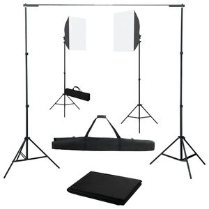 vidaXL Kit per Studio Fotografico con Luci Softbox e Fondale