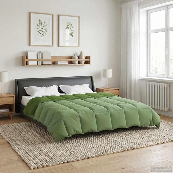 vidaXL Duvet Estivo Trapuntato Verde 200 x 200 cm Microfibra