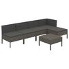 vidaXL Set Divani da Giardino 6 pz con Cuscini in Polyrattan Grigio