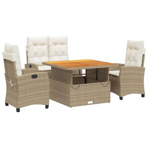 vidaXL Set da Pranzo da Giardino 4 pz con Cuscini Beige in Polyrattan