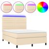 vidaXL Letto a Molle con Materasso e LED Crema 140x200 cm in Tessuto