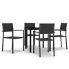 vidaXL Set da Pranzo da Giardino 5 pz Nero
