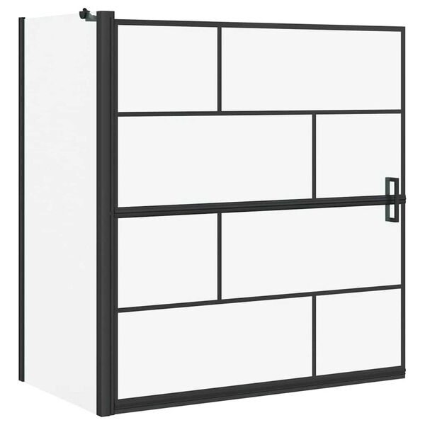 vidaXL Schermo per Bagno e Doccia Nero e trasparente 116 x 68 x 128 cm