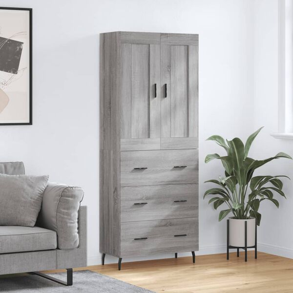 vidaXL Credenza Grigio Sonoma 69,5x34x180 cm in Legno Multistrato