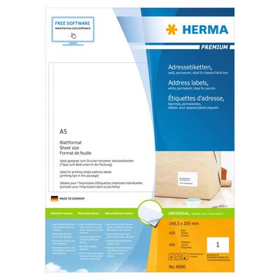 HERMA Etichette Permanenti PREMIUM A5 148,5x205 mm 400 Fogli