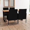 vidaXL Set da Pranzo per Giardino 5 pz con Cuscini in Polyrattan Nero