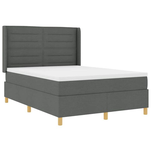 vidaXL Letto a molle con materasso Grigio 140 x 190 cm Tessuto
