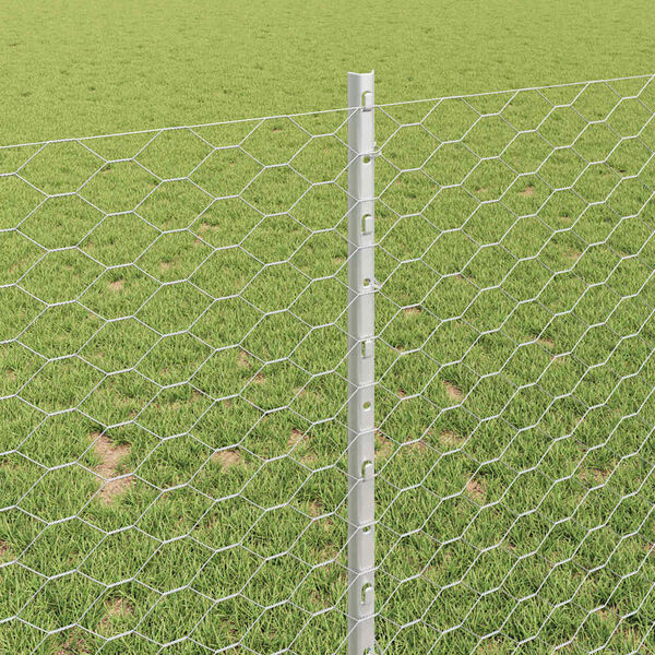 vidaXL Recinzione con Posto Argento 1 x 50 m Acciaio