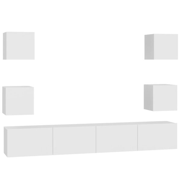 vidaXL Set Mobili Porta TV 6 pz Bianco in Legno Multistrato