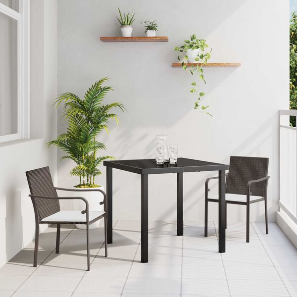 vidaXL Set da Pranzo per Giardino 3 pcs Marrone e Nero Rattan in PE