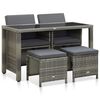 vidaXL Set da Pranzo da Giardino 5 pz con Cuscini in Polyrattan Grigio