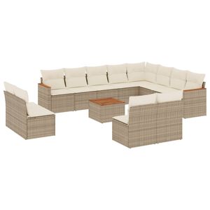 vidaXL Set Divano da Giardino 13 pz con Cuscini Beige in Polyrattan