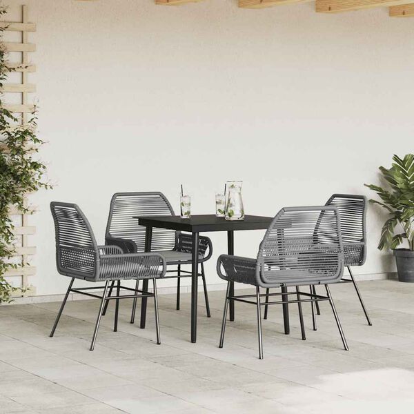 vidaXL Set da Pranzo da Giardino 5 pz con Cuscini Polyrattan Vetro