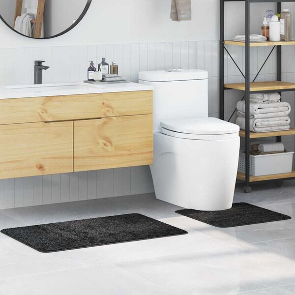vidaXL Set di tappetini antiscivolo per il bagno 2 pcs Grigio scuro PP